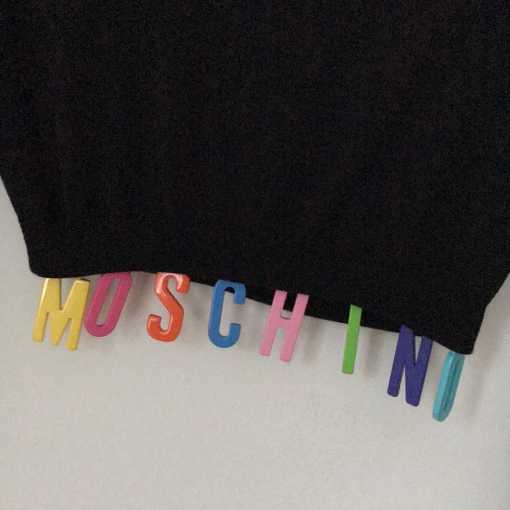 🎉HP🎉Moschino logo black knit crop top - Picture 2 of 10